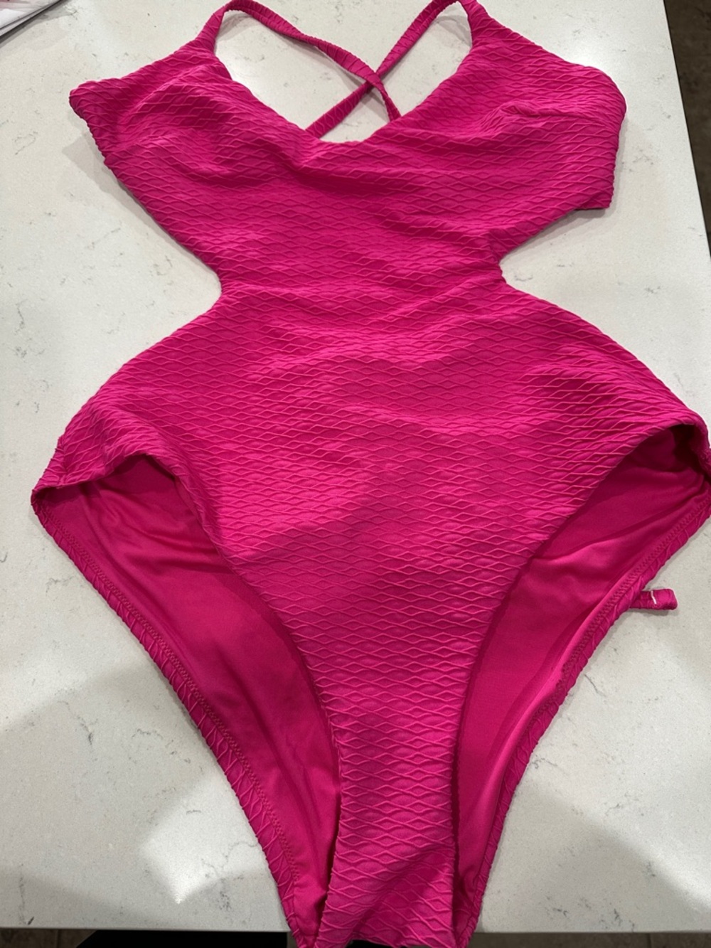 Victoria's Secret Hot Pink Textured One-Piece Swimsuit